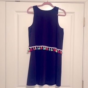 Fun Black Dress with Rainbow Tassels